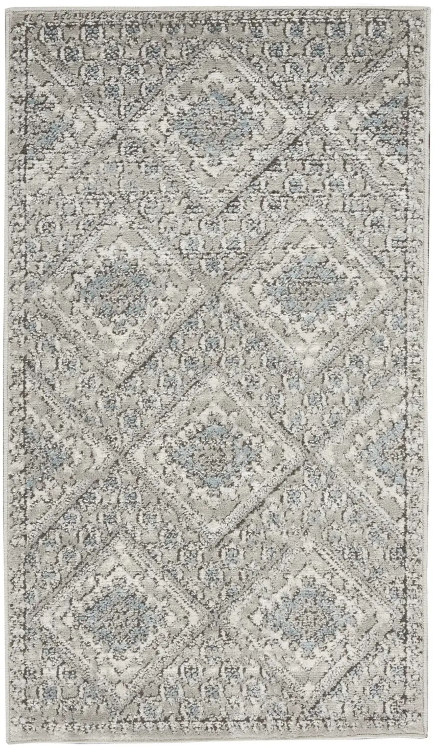 Grey Ivory And Blue Southwestern Power Loom Non Skid Area Rug Photo 8