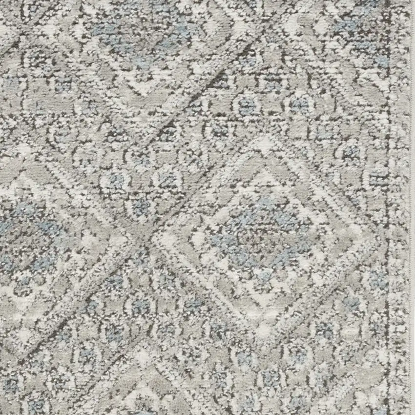 Grey Ivory And Blue Southwestern Power Loom Non Skid Area Rug Photo 3