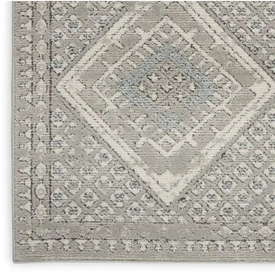 Grey Ivory And Blue Southwestern Power Loom Non Skid Area Rug Photo 1