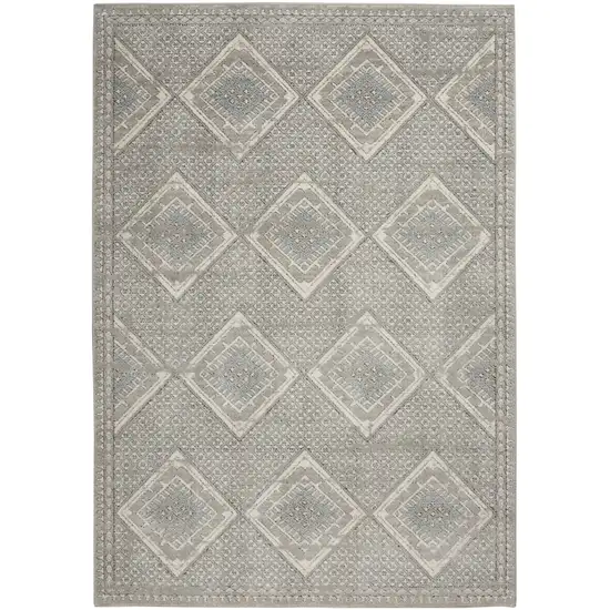 Grey Ivory And Blue Southwestern Power Loom Non Skid Area Rug Photo 9