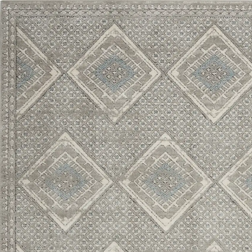 Grey Ivory And Blue Southwestern Power Loom Non Skid Area Rug Photo 7
