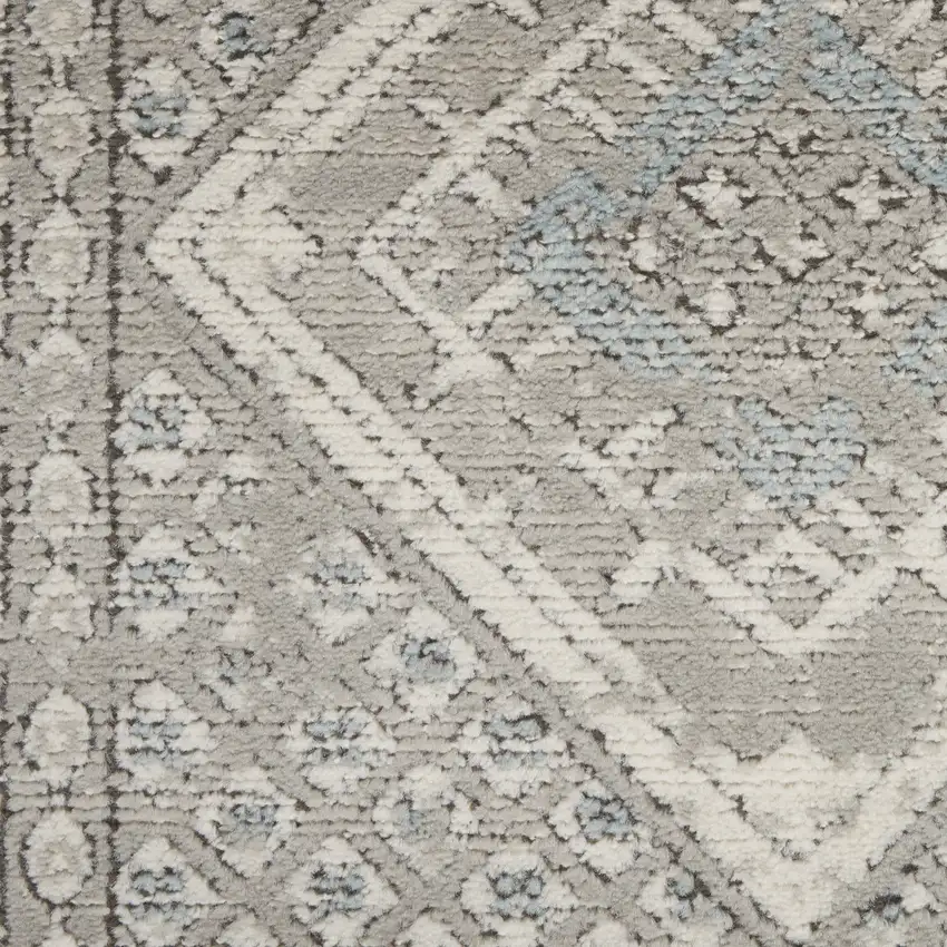 Grey Ivory And Blue Southwestern Power Loom Non Skid Area Rug Photo 9