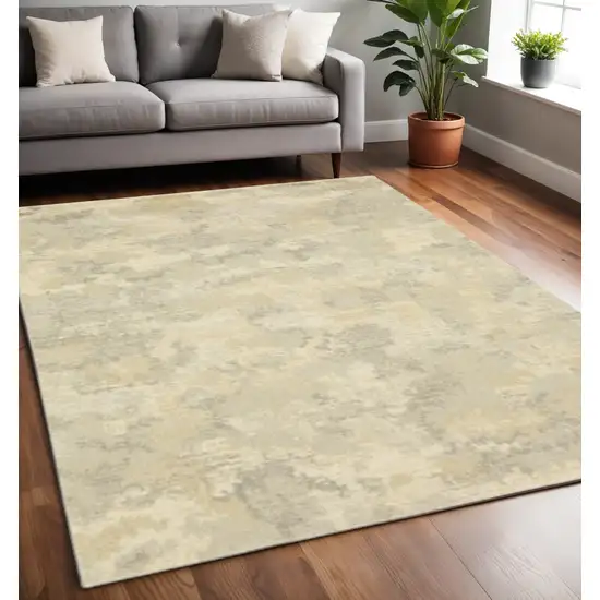 Grey Ivory Beige And Taupe Abstract Power Loom Stain Resistant Area Rug Photo 1
