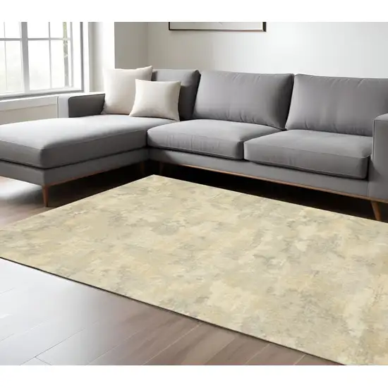 Grey Ivory Beige And Taupe Abstract Power Loom Stain Resistant Area Rug Photo 1
