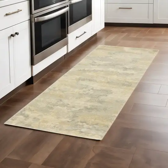 2' X 8' Grey Ivory Beige And Taupe Abstract Power Loom Stain Resistant Runner Rug Photo 1