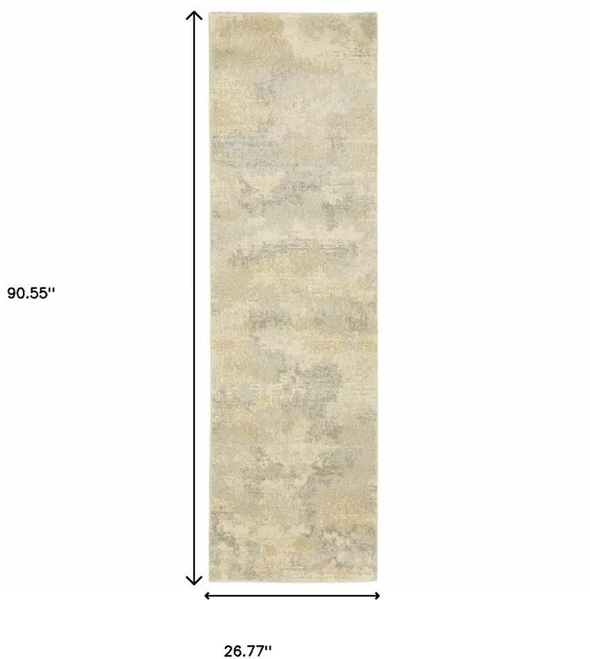 Grey Ivory Beige And Taupe Abstract Power Loom Stain Resistant Runner Rug Photo 10