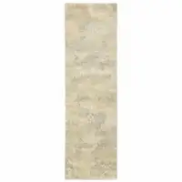 Photo of Grey Ivory Beige And Taupe Abstract Power Loom Stain Resistant Runner Rug