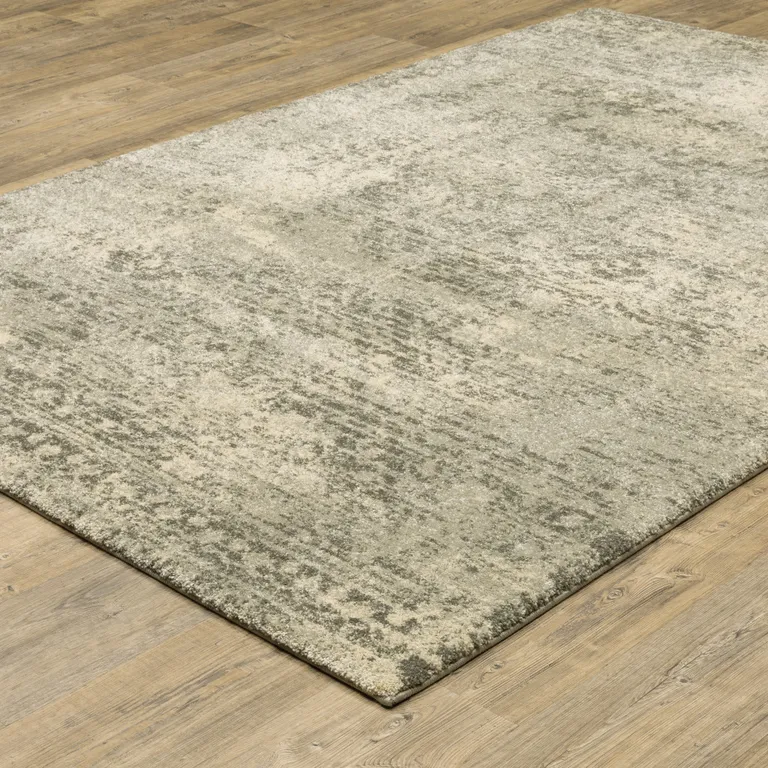 Grey Ivory Beige And Taupe Oriental Power Loom Stain Resistant Area Rug Photo 4