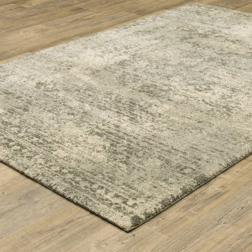 Grey Ivory Beige And Taupe Oriental Power Loom Stain Resistant Area Rug Photo 6