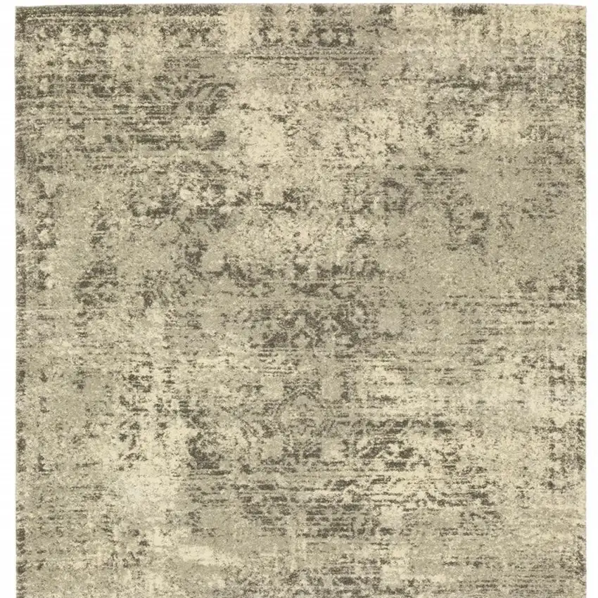 Grey Ivory Beige And Taupe Oriental Power Loom Stain Resistant Area Rug Photo 4