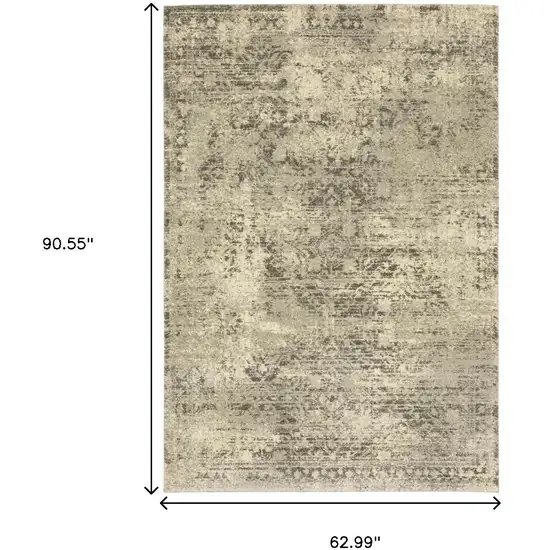 Grey Ivory Beige And Taupe Oriental Power Loom Stain Resistant Area Rug Photo 7