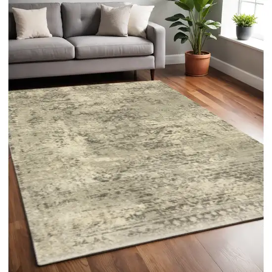 Grey Ivory Beige And Taupe Oriental Power Loom Stain Resistant Area Rug Photo 2