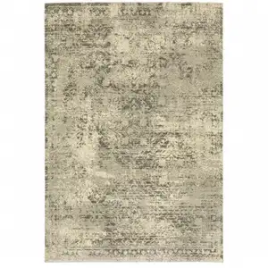 Photo of Grey Ivory Beige And Taupe Oriental Power Loom Stain Resistant Area Rug