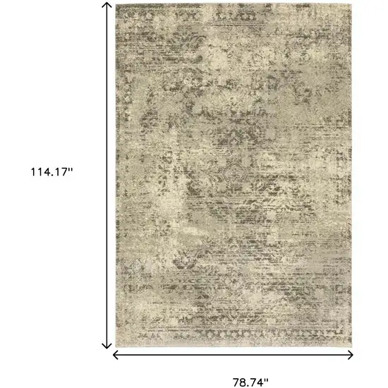 6' X 9' Grey Ivory Beige And Taupe Oriental Power Loom Stain Resistant Area Rug Photo 7