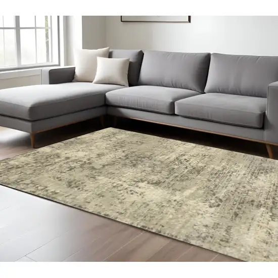 Grey Ivory Beige And Taupe Oriental Power Loom Stain Resistant Area Rug Photo 2