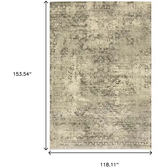 Grey Ivory Beige And Taupe Oriental Power Loom Stain Resistant Area Rug Photo 8