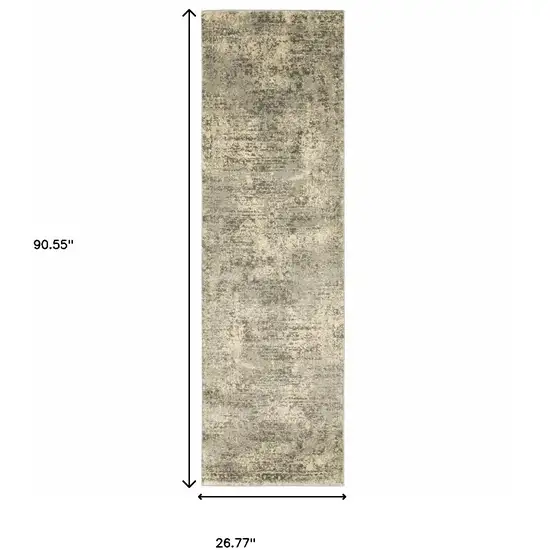 2' X 8' Grey Ivory Beige And Taupe Oriental Power Loom Stain Resistant Runner Rug Photo 3