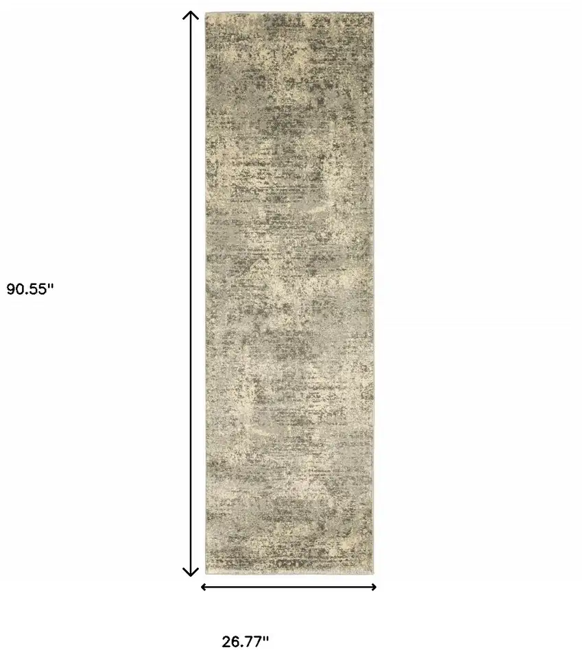 2' X 8' Grey Ivory Beige And Taupe Oriental Power Loom Stain Resistant Runner Rug Photo 3