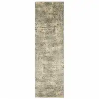 Photo of Grey Ivory Beige And Taupe Oriental Power Loom Stain Resistant Runner Rug