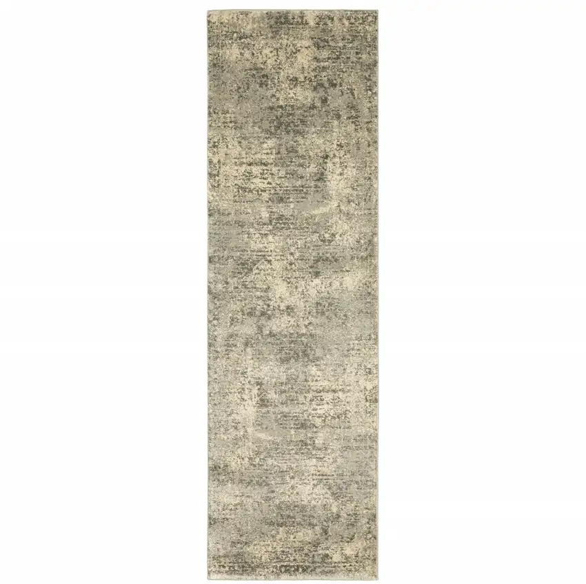 Grey Ivory Beige And Taupe Oriental Power Loom Stain Resistant Runner Rug Photo 1
