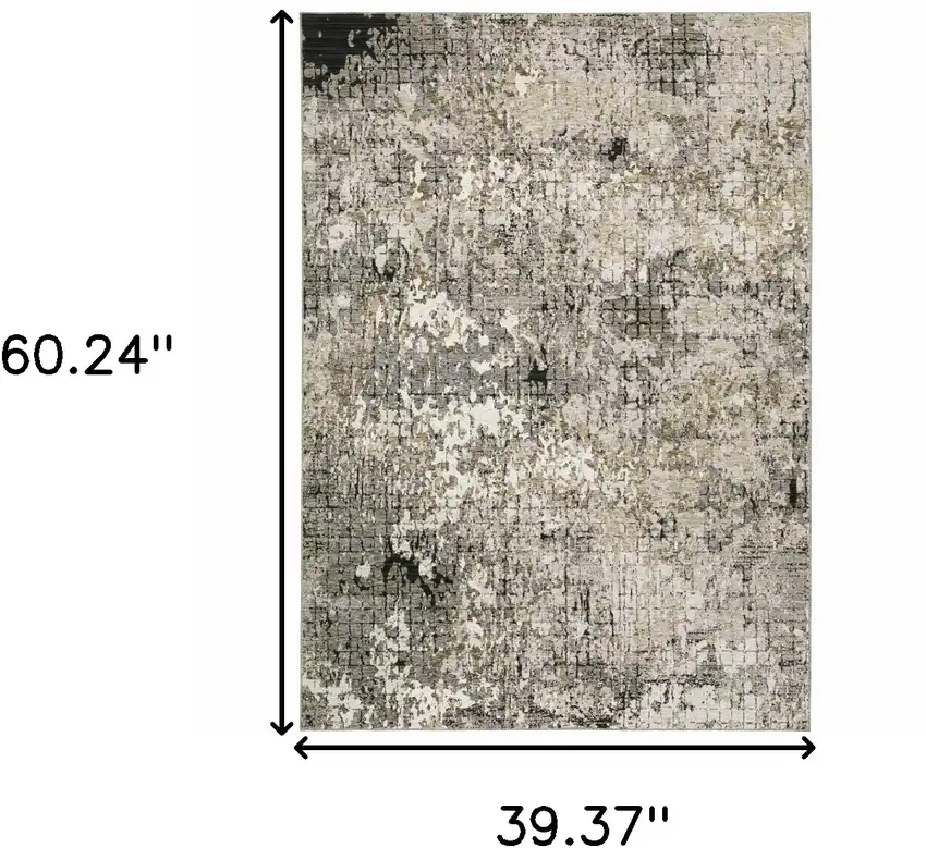 Grey Ivory Beige Charcoal Black Tan And Brown Abstract Power Loom Stain Resistant Area Rug Photo 10