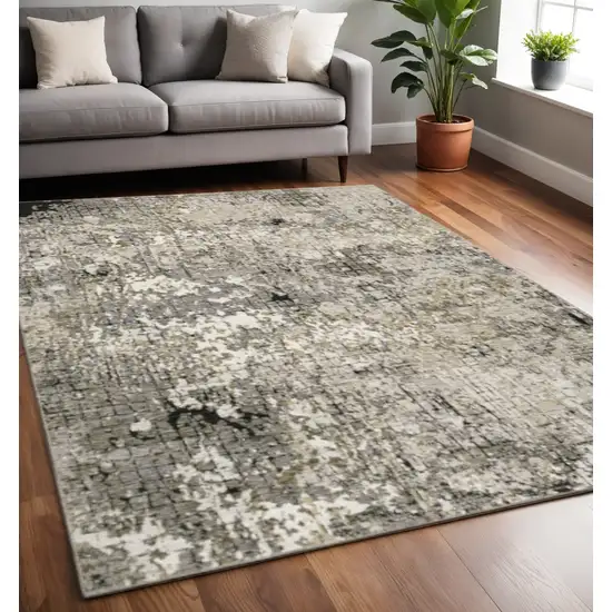 Grey Ivory Beige Charcoal Black Tan And Brown Abstract Power Loom Stain Resistant Area Rug Photo 1