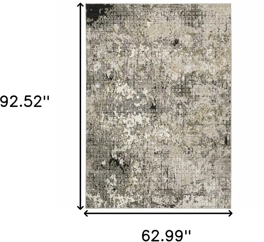 Grey Ivory Beige Charcoal Black Tan And Brown Abstract Power Loom Stain Resistant Area Rug Photo 3