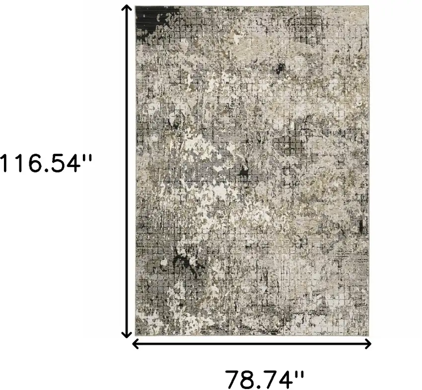 6' X 9' Grey Ivory Beige Charcoal Black Tan And Brown Abstract Power Loom Stain Resistant Area Rug Photo 3