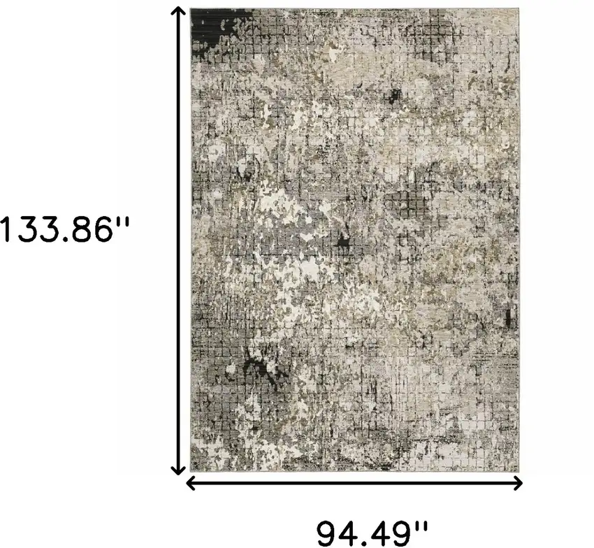 Grey Ivory Beige Charcoal Black Tan And Brown Abstract Power Loom Stain Resistant Area Rug Photo 3