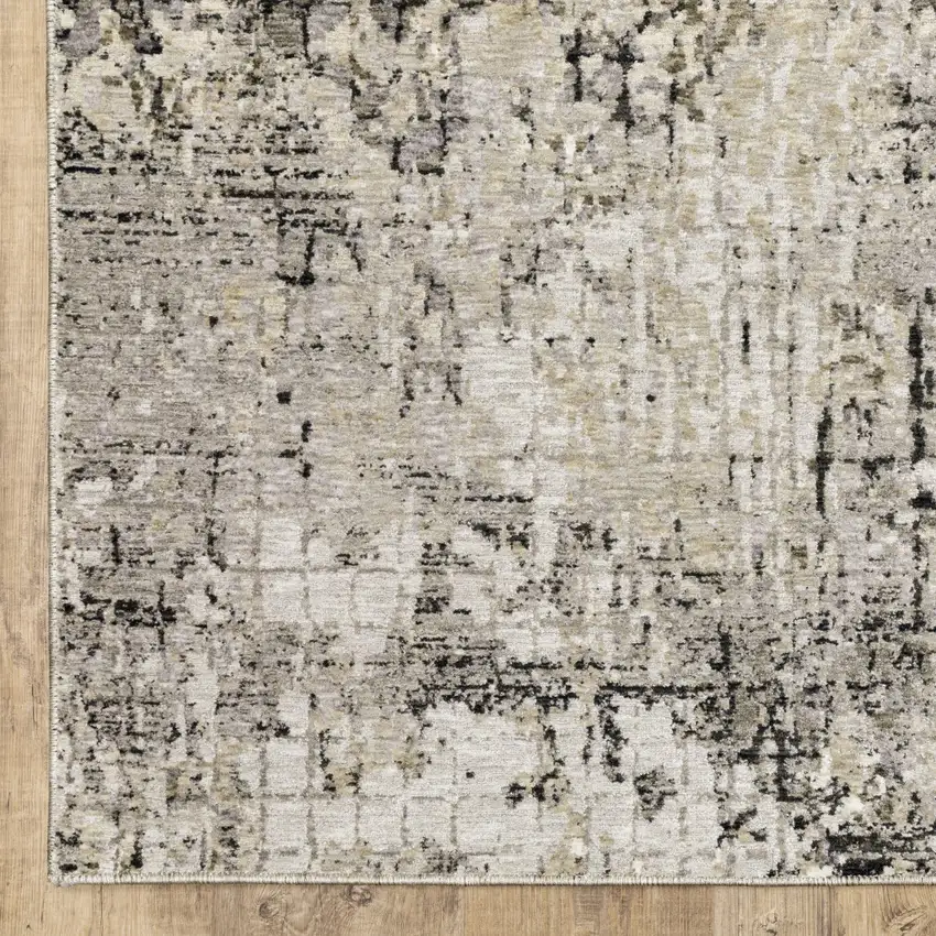 Grey Ivory Beige Charcoal Black Tan And Brown Abstract Power Loom Stain Resistant Area Rug Photo 3
