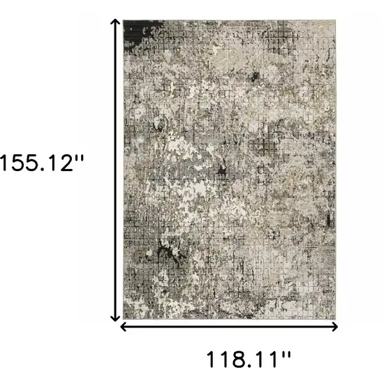 Grey Ivory Beige Charcoal Black Tan And Brown Abstract Power Loom Stain Resistant Area Rug Photo 3