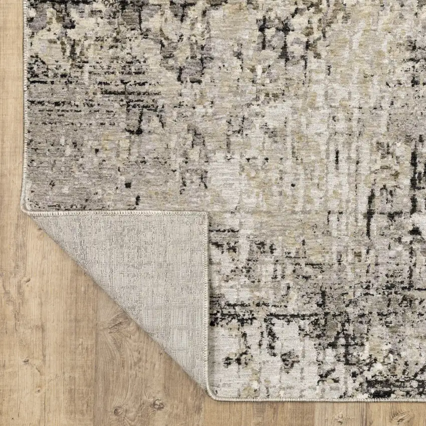 Grey Ivory Beige Charcoal Black Tan And Brown Abstract Power Loom Stain Resistant Area Rug Photo 7