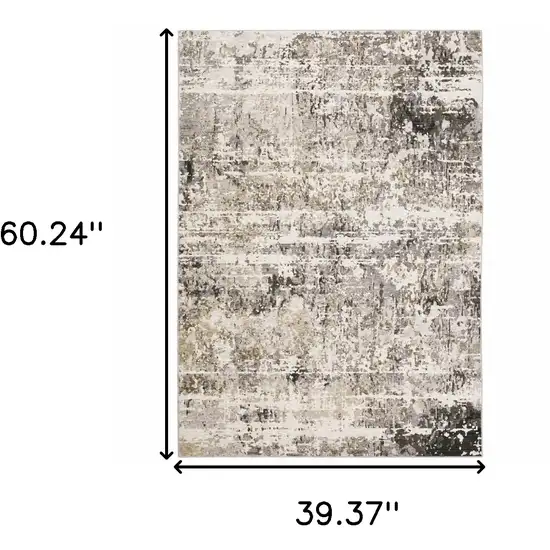 Gray And Beige Abstract Distressed Area Rug Photo 3