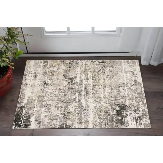 Gray And Beige Abstract Distressed Area Rug Photo 1