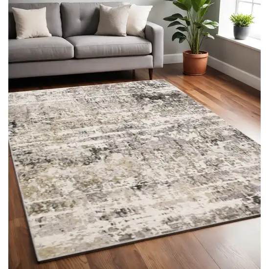 Grey Ivory Beige Charcoal Black Tan And Brown Abstract Power Loom Stain Resistant Area Rug Photo 1