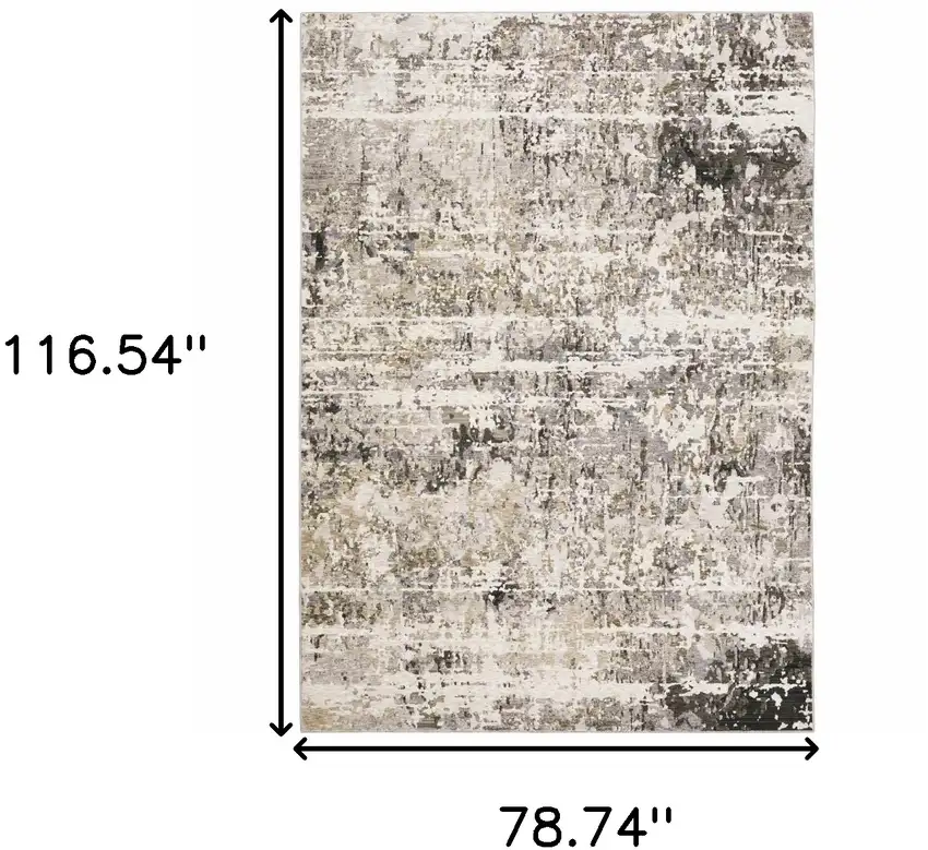 Gray and Ivory Abstract Power Loom Area Rug Photo 3