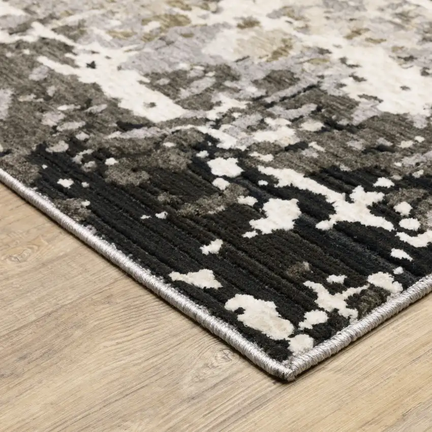 Gray And Beige Abstract Distressed Area Rug Photo 6