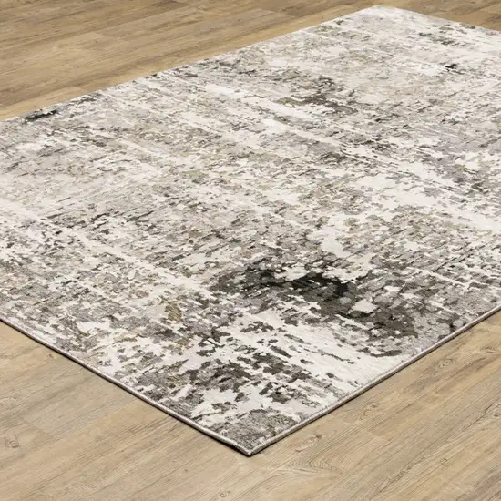 Gray And Beige Abstract Distressed Area Rug Photo 7