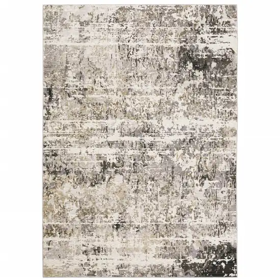 Gray And Beige Abstract Distressed Area Rug Photo 2