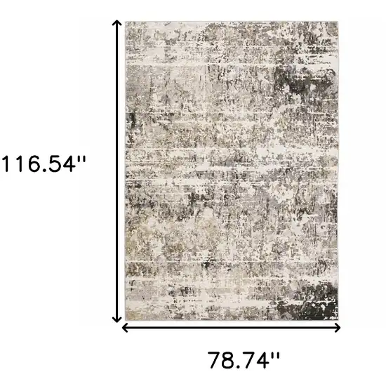 Gray And Beige Abstract Distressed Area Rug Photo 3