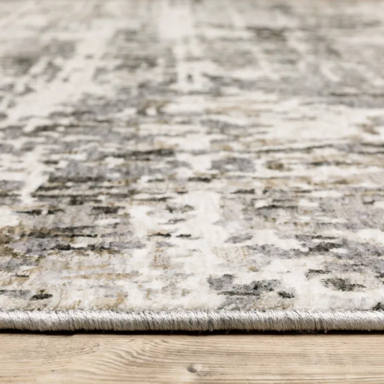 Grey Ivory Beige Charcoal Black Tan And Brown Abstract Power Loom Stain Resistant Area Rug Photo 5