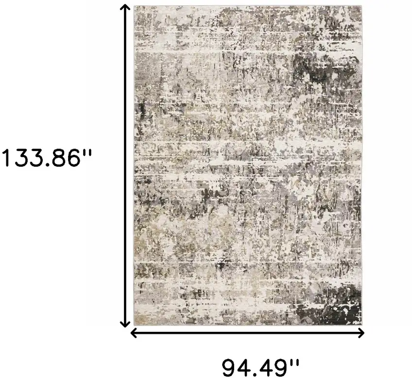 Gray And Beige Abstract Distressed Area Rug Photo 3