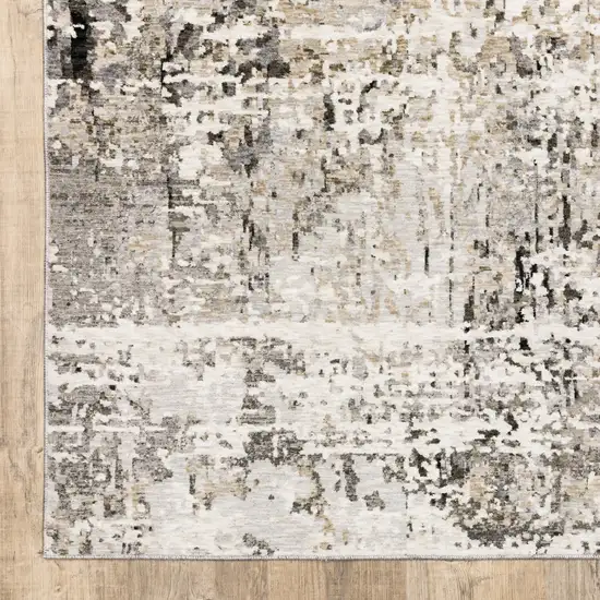 Gray And Beige Abstract Distressed Area Rug Photo 5