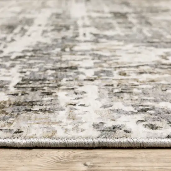 Gray And Beige Abstract Distressed Area Rug Photo 4