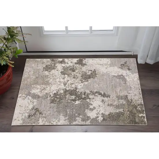 Grey Ivory Beige Tan Brown And Black Abstract Power Loom Stain Resistant Area Rug Photo 1