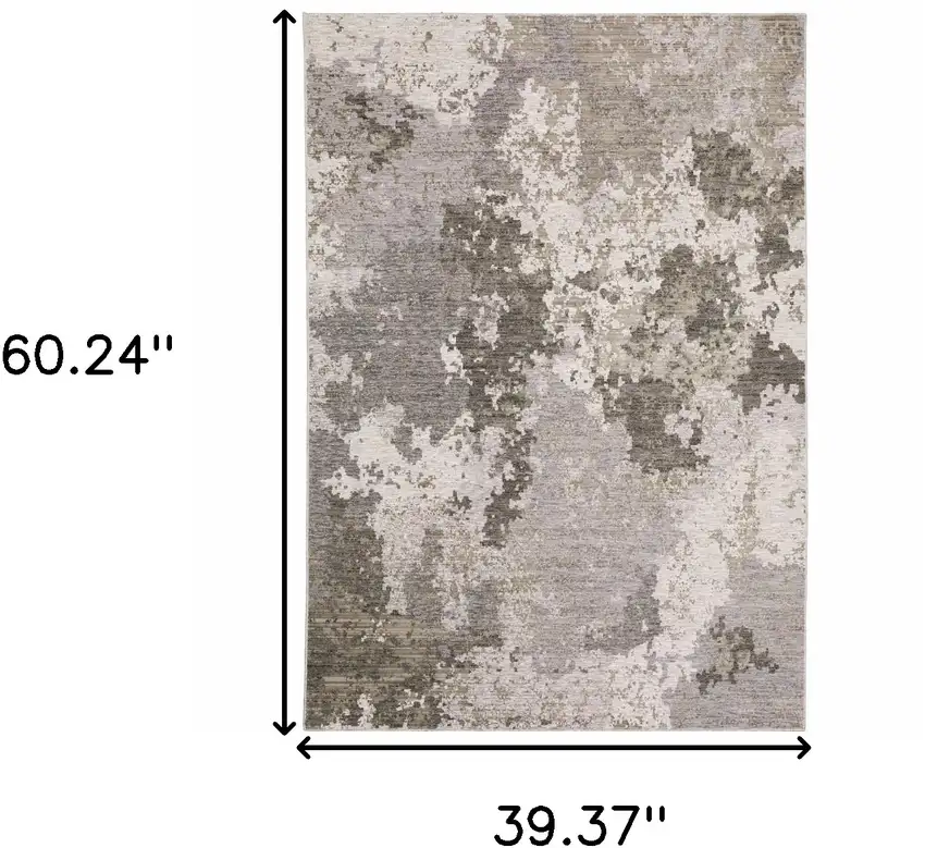 Grey Ivory Beige Tan Brown And Black Abstract Power Loom Stain Resistant Area Rug Photo 3