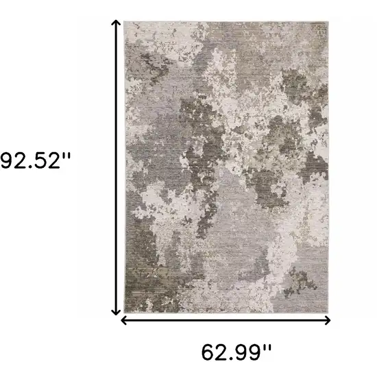 Grey Ivory Beige Tan Brown And Black Abstract Power Loom Stain Resistant Area Rug Photo 3
