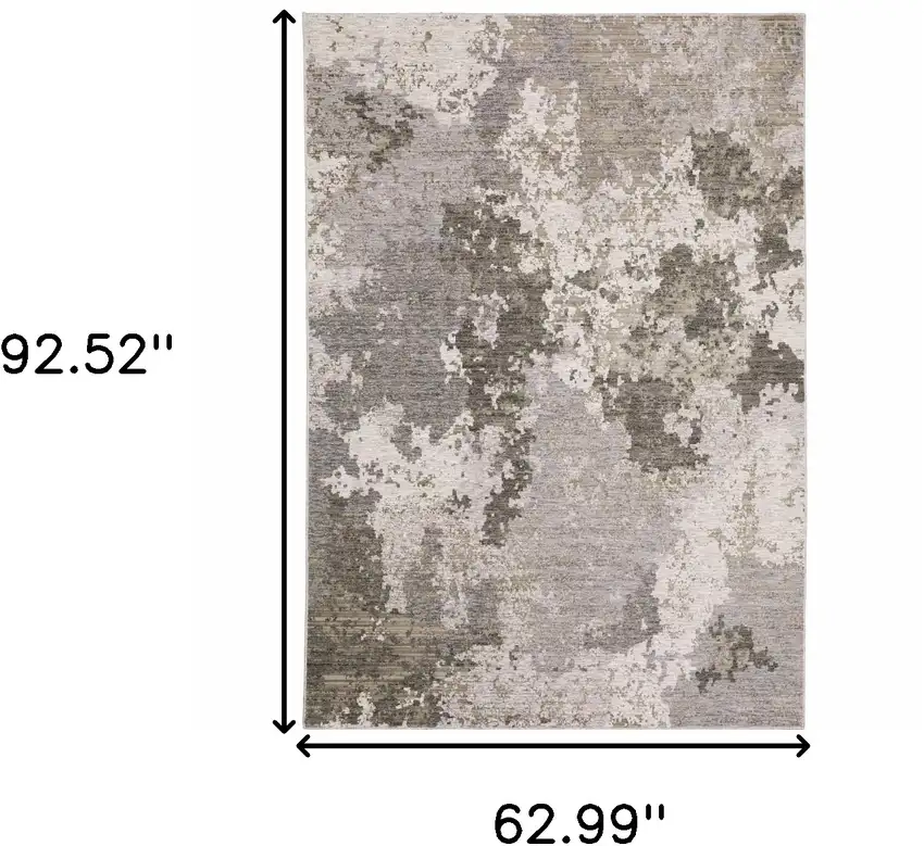 Grey Ivory Beige Tan Brown And Black Abstract Power Loom Stain Resistant Area Rug Photo 3