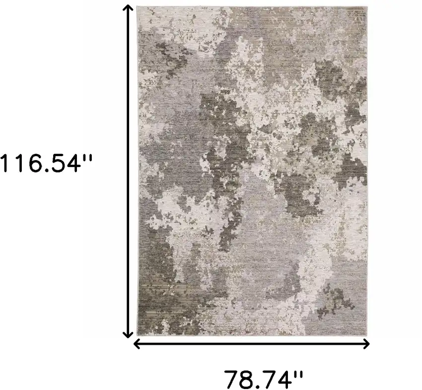 Gray and Ivory Abstract Power Loom Area Rug Photo 3