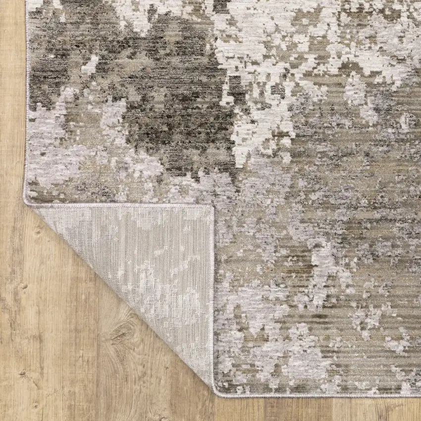 Grey Ivory Beige Tan Brown And Black Abstract Power Loom Stain Resistant Area Rug Photo 8